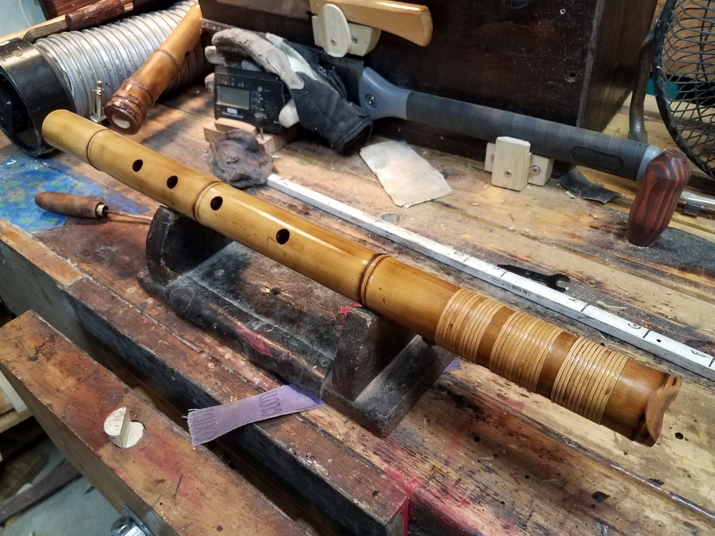 A non root end shakuhachi I made. Binding is 2mm rattan.